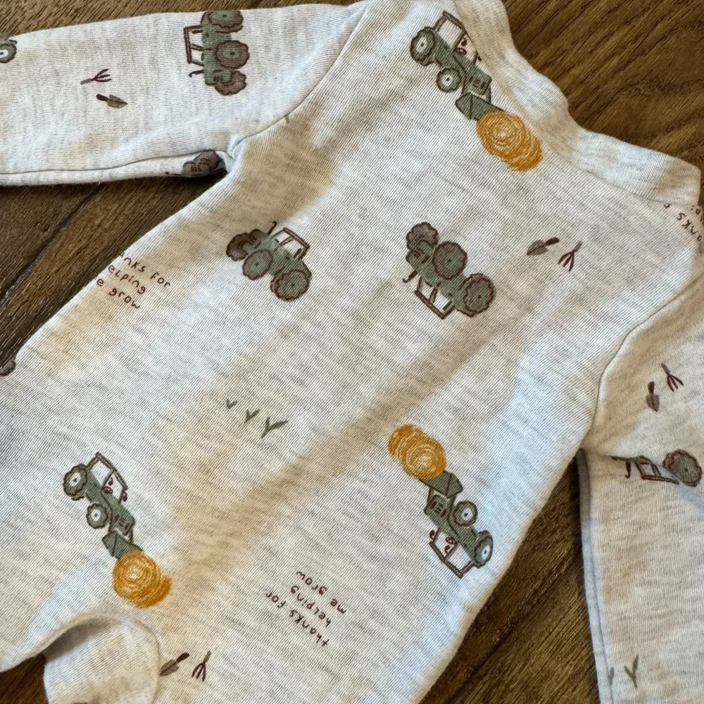Carters Preemie Baby Boy Sleeper Tractor Outfit Zipper Thanks Helping Me Grow